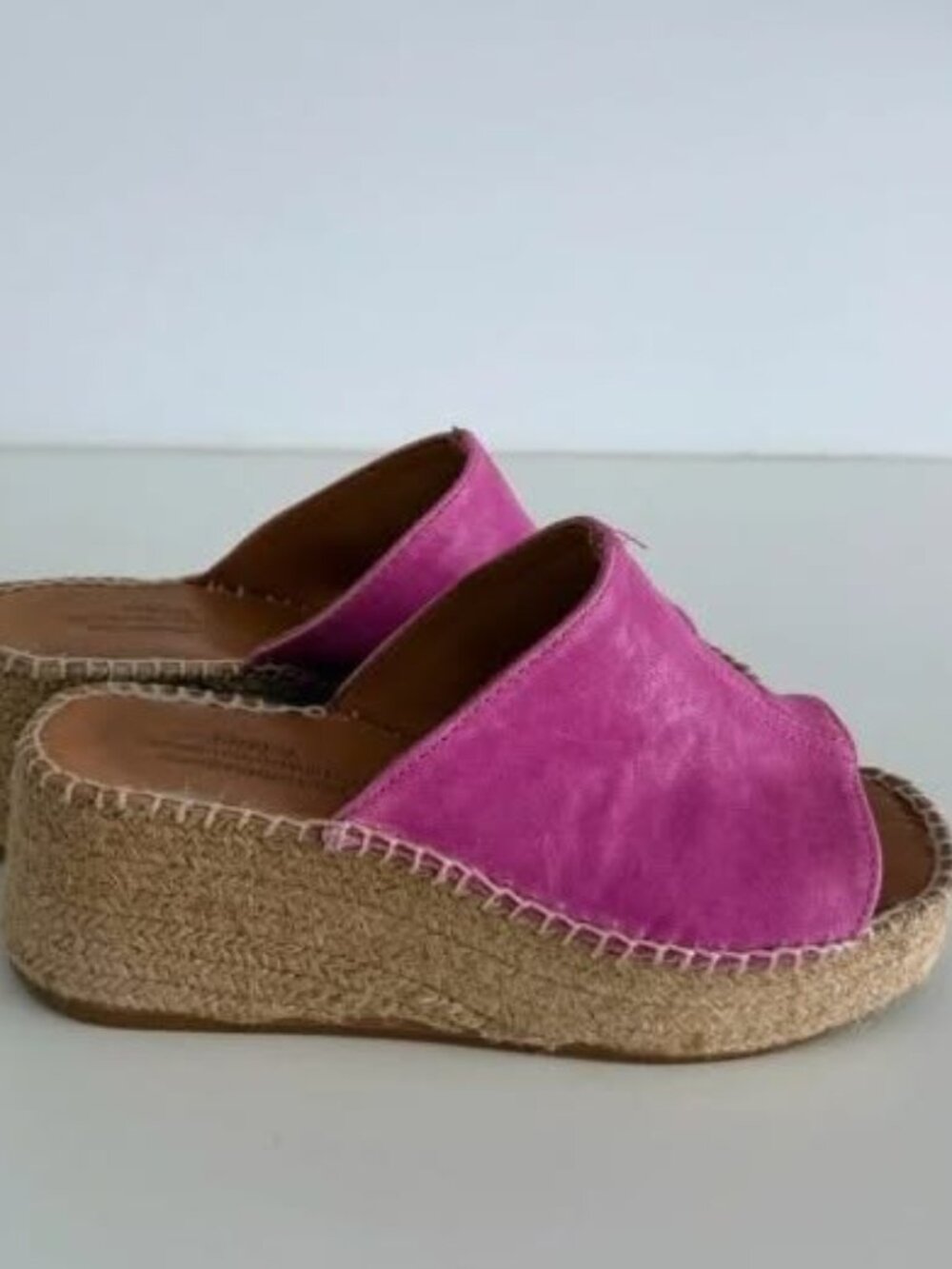 Women’s Pink Suede Espadrille Platform Mule